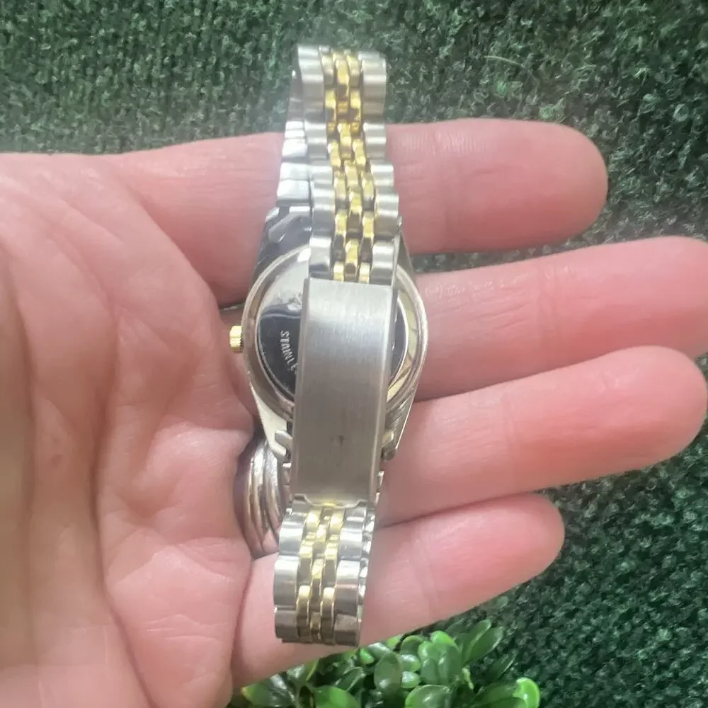 Geneva Women’s Quartz Analog Watch Silver Dial Two-Tone Steel Bracelet
